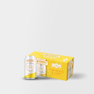 Smirnoff Soda Pineapple & Lime, 10 x 330ml