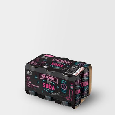 Smirnoff Soda Pink Grapefruit, 6 x 330ml