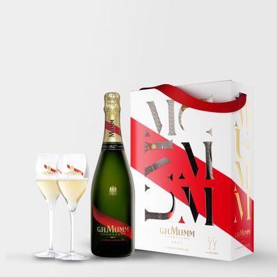 Mumm Grand Cordon Brut NV 2 Glasses, Champagne (with giftbox)